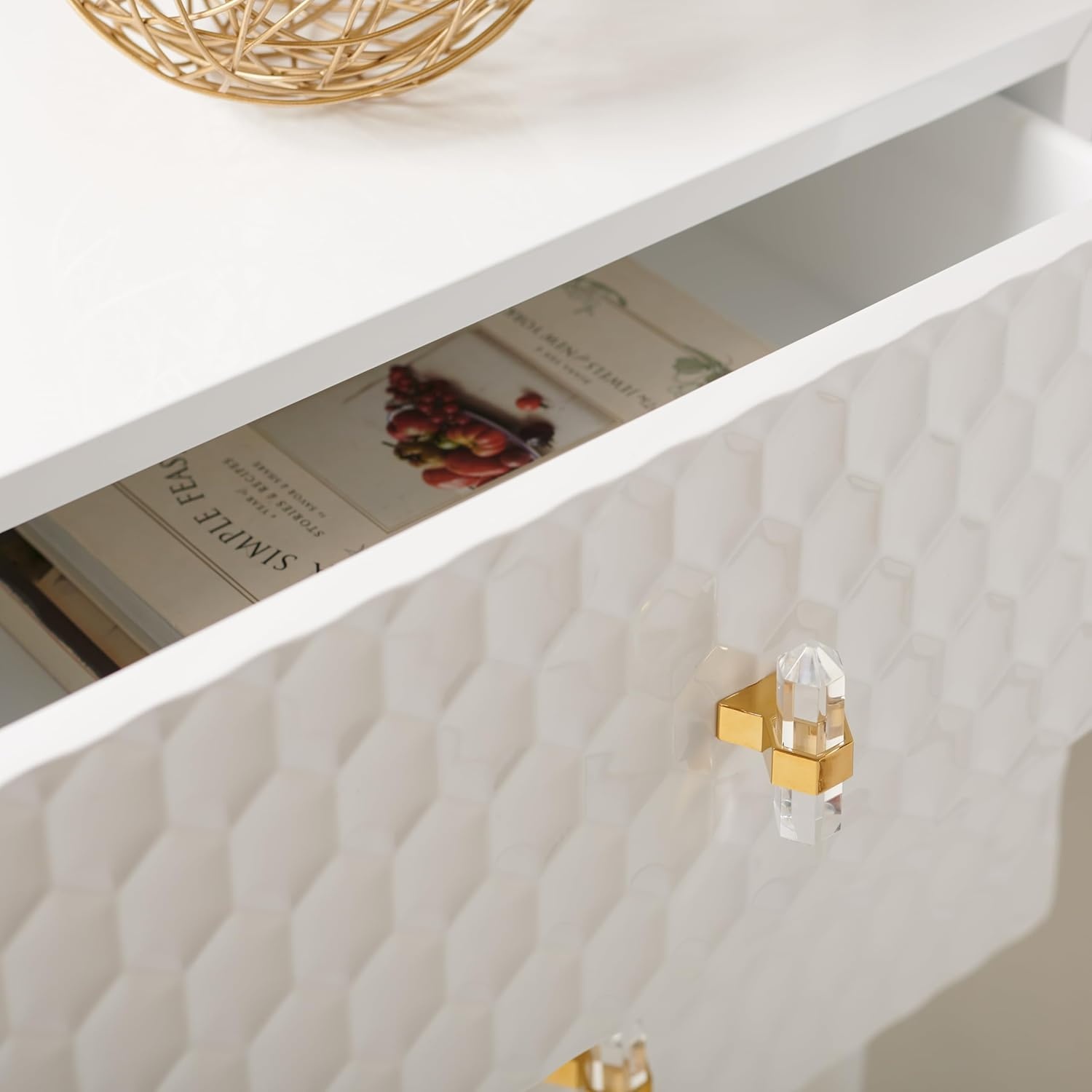 image:imageSafavieh Couture Home Neptune Glam White and Gold 2drawer Side TableWhite