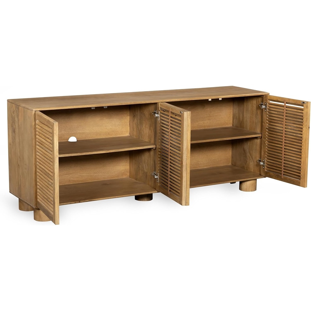 image:imageSAFAVIEH Couture Collection Bellasasha Walnut Wood 4Door Sideboard Fully Assembled Media Console amp Storage Cabinet SFV9767AWalnut