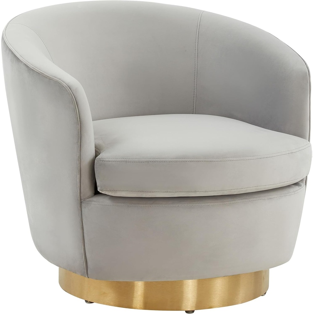 image:imageSAFAVIEH Couture Collection Annalee Light Grey VelvetGold Swivel Accent Chair Fully Assembled