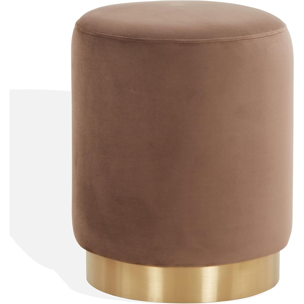 image:imageSAFAVIEH Couture Collection Elsworth Olive Green VelvetBrass Ottoman Foot Stool Fully AssembledBrownBrass
