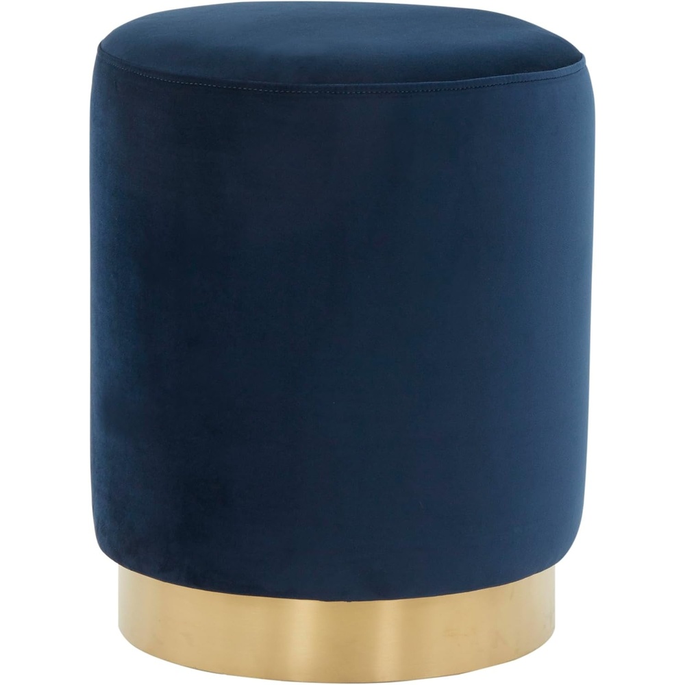 image:imageSAFAVIEH Couture Collection Elsworth Olive Green VelvetBrass Ottoman Foot Stool Fully AssembledNavy  Brass