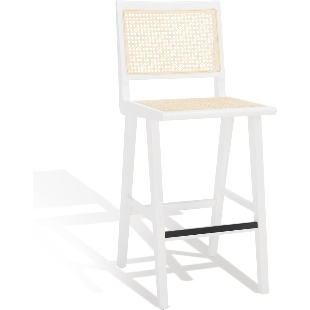 image:imageSAFAVIEH Couture Collection Hattie WalnutNatural French Cane Solid Wood Bar Stool Fully AssembledWhiteNatural