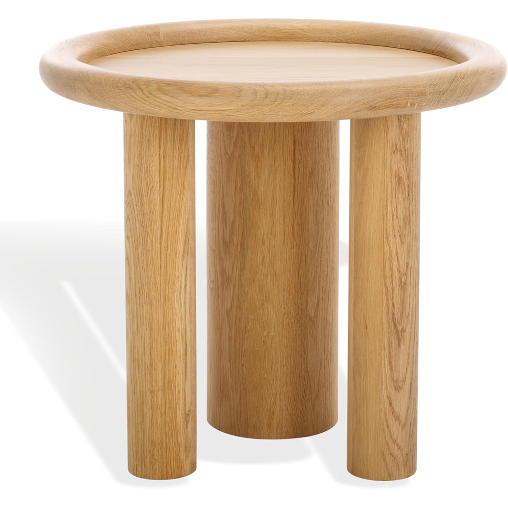 image:imageSAFAVIEH Couture Collection Madelynn Natural Oak Wood Round Accent TableNatural