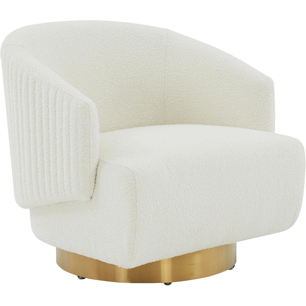image:imageSAFAVIEH Couture Collection Pollyanne Ivory BoucleGold Swivel Accent Chair Fully Assembled