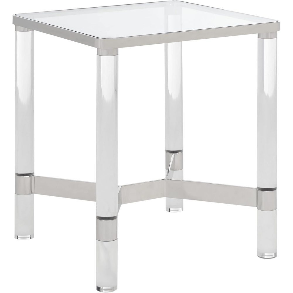 image:imageSAFAVIEH Couture Collection Suzanna Clear AcrylicSilver Square Accent TableSilver