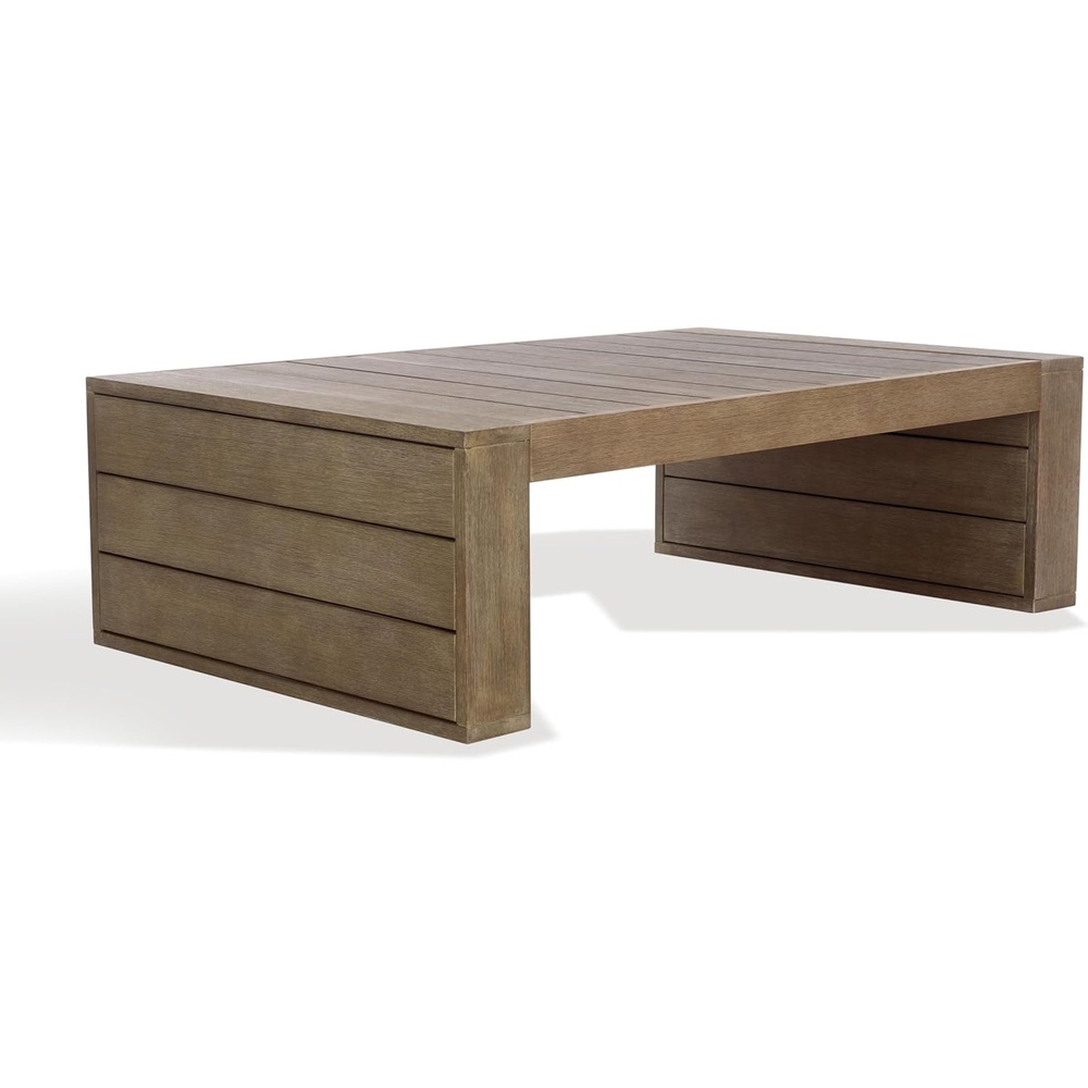 image:imageSAFAVIEH Couture Outdoor Collection Santiago Natural Solid Wood Coffee Table