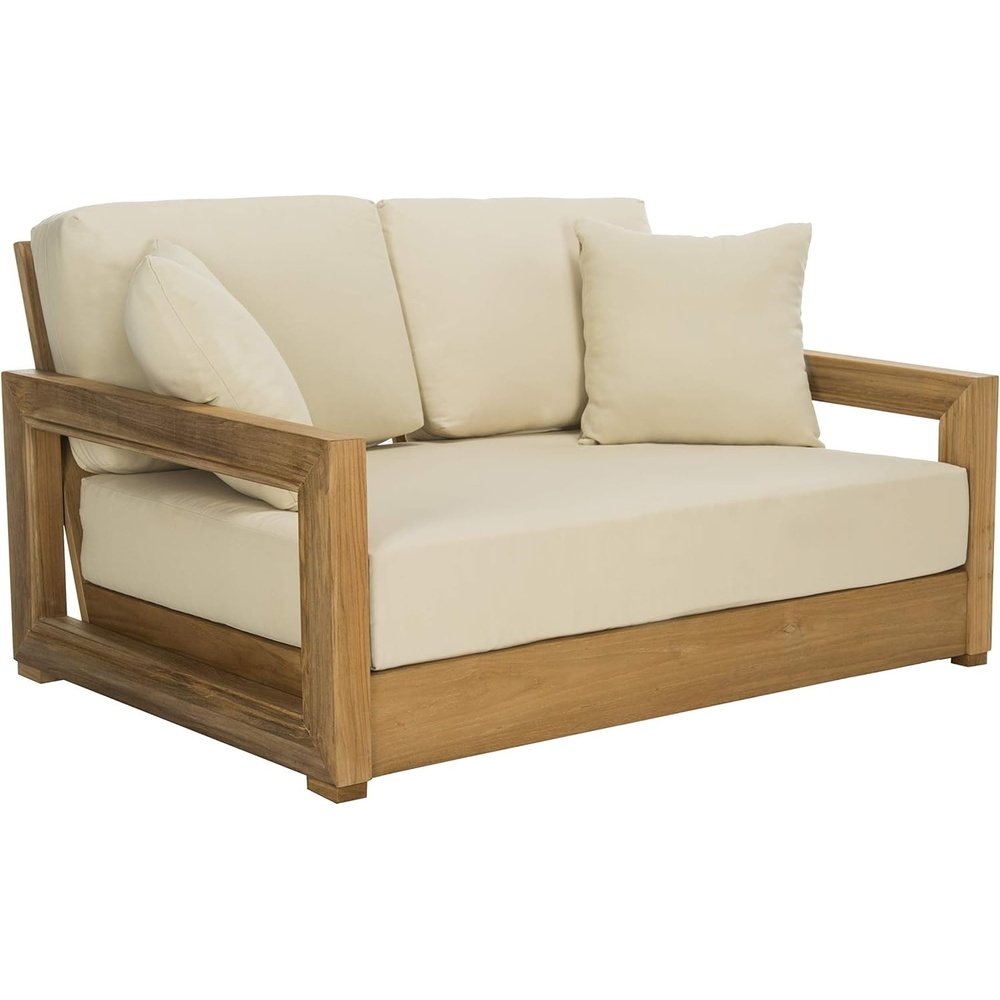 image:imageSafavieh CPT1003A Couture Montford Wood Loveseat 1 x 1 Brazilian TeakBeigeNatural TeakBeige