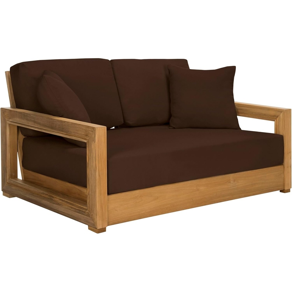 image:imageSafavieh CPT1003A Couture Montford Wood Loveseat 1 x 1 Brazilian TeakBeigeWhite