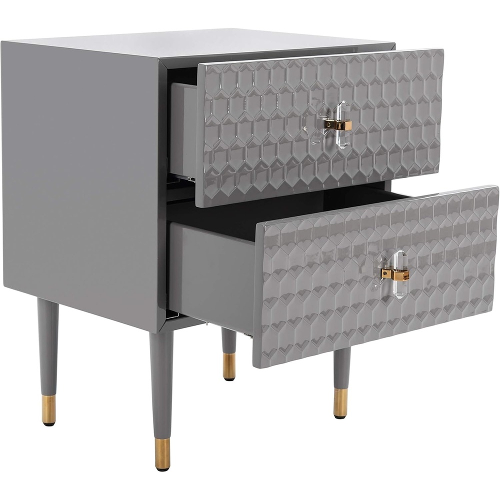 image:imageSafavieh Couture Home Neptune Glam White and Gold 2drawer Side TableGrey