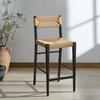 SAFAVIEH Couture Collection – Cody 26-Inch Counter Stool – Black Frame with Natural Paper Cord Seat, Rattan-Inspired Design, Fully Assembled (SFV4228A)(Black/Natural)