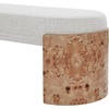 SAFAVIEH Couture Collection – Nessabella Bench with White Upholstered Seat and Sculptural Burl Wood Legs (SFV5150A)(Burl/White)