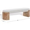 SAFAVIEH Couture Collection – Nessabella Bench with White Upholstered Seat and Sculptural Burl Wood Legs (SFV5150A)(Burl/White)
