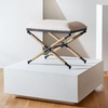 SAFAVIEH Couture Collection Carmelo Coastal Beige Linen/Black Hemp Wrapped Ottoman(Beige/Black)