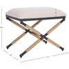 SAFAVIEH Couture Collection Carmelo Coastal Beige Linen/Black Hemp Wrapped Ottoman(Beige/Black)