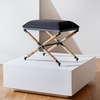 SAFAVIEH Couture Collection Carmelo Coastal Beige Linen/Black Hemp Wrapped Ottoman(Black)