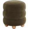 SAFAVIEH Couture Collection Cecelia Dark Olive Green Velvet/Natural Round Ottoman Foot Stool