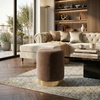 SAFAVIEH Couture Collection Elsworth Olive Green Velvet/Brass Ottoman Foot Stool (Fully Assembled)(Brown/Brass)