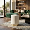 SAFAVIEH Couture Collection Elsworth Olive Green Velvet/Brass Ottoman Foot Stool (Fully Assembled)(Cream/Brass)
