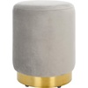 SAFAVIEH Couture Collection Elsworth Olive Green Velvet/Brass Ottoman Foot Stool (Fully Assembled)(Light Grey/Brass)