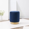 SAFAVIEH Couture Collection Elsworth Olive Green Velvet/Brass Ottoman Foot Stool (Fully Assembled)(Navy / Brass)