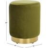 SAFAVIEH Couture Collection Elsworth Olive Green Velvet/Brass Ottoman Foot Stool (Fully Assembled)(Olive Green/Brass)