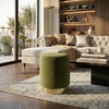 SAFAVIEH Couture Collection Elsworth Olive Green Velvet/Brass Ottoman Foot Stool (Fully Assembled)(Olive Green/Brass)