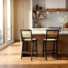 SAFAVIEH Couture Collection Hattie Walnut/Natural French Cane Solid Wood Bar Stool (Fully Assembled)(Black/Natural)