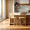 SAFAVIEH Couture Collection Hattie Walnut/Natural French Cane Solid Wood Bar Stool (Fully Assembled)(Natural)