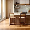 SAFAVIEH Couture Collection Hattie Walnut/Natural French Cane Solid Wood Bar Stool (Fully Assembled)(Walnut/Natural)