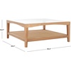 SAFAVIEH Couture Collection Nicolella Natural Solid Wood/Glass Top Square Coffee Table(Natural)