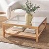 SAFAVIEH Couture Collection Nicolella Natural Solid Wood/Glass Top Square Coffee Table(Natural)