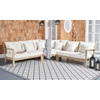 SAFAVIEH Couture Collection Santa Cruz Natural/Beige Solid Wood Patio Sectional Sofa