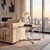SAFAVIEH Couture Collection Suzanna Clear Acrylic/Silver Square Accent Table(Silver)