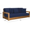 SAFAVIEH Couture Montford Brazilian Teak Indoor/Outdoor Sofa(Navy)