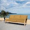 SAFAVIEH Couture Outdoor – Martinique 3-Seat Sofa – Natural & Navy – Teak Wood – Slatted Coastal Design – Ideal for Patio, Deck, Porch, Backyard, 18.3″ Seat Height (CPT1013J)(Natural/Brown)