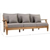 SAFAVIEH Couture Outdoor – Martinique 3-Seat Sofa – Natural & Navy – Teak Wood – Slatted Coastal Design – Ideal for Patio, Deck, Porch, Backyard, 18.3″ Seat Height (CPT1013J)(Natural Teak/Taupe)