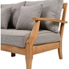 SAFAVIEH Couture Outdoor – Martinique 3-Seat Sofa – Natural & Navy – Teak Wood – Slatted Coastal Design – Ideal for Patio, Deck, Porch, Backyard, 18.3″ Seat Height (CPT1013J)(Natural Teak/Taupe)