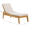 SAFAVIEH Couture Outdoor Collection Caledonia Natural/White Cushion Solid Teak Wood Chaise Lounge Chair