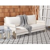 SAFAVIEH Couture Outdoor Collection Chrissie Whitewash/White Linen Solid Wood Patio Sofa
