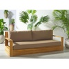 SAFAVIEH Couture Outdoor Collection Kauai Natural/Beige Teak Solid Wood Patio Sofa(Natural/Brown)