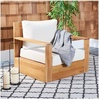 SAFAVIEH Couture Outdoor Collection Kauai Natural/Dark Brown Solid Wood Patio Chair(Natural/Beige)