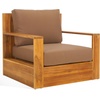 SAFAVIEH Couture Outdoor Collection Kauai Natural/Dark Brown Solid Wood Patio Chair(Natural/Brown)