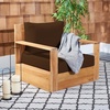 SAFAVIEH Couture Outdoor Collection Kauai Natural/Dark Brown Solid Wood Patio Chair(Natural/Dark Brown)