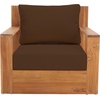 SAFAVIEH Couture Outdoor Collection Kauai Natural/Dark Brown Solid Wood Patio Chair(Natural/Dark Brown)