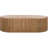 SAFAVIEH Couture Outdoor Patio Furniture Collection – Arielle Solid Wood Oval Coffee Table, Fully Assembled (CPT5001)(Natural)