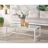 SAFAVIEH Couture Outdoor Patio Furniture Collection – Chryssa Rectangular Coffee Table, White Aluminum Frame with Glass Top (CPT4009A)(White)