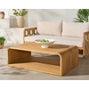 SAFAVIEH Couture Outdoor Patio Furniture Collection – Cove Teak Solid Wood Slatted Rectangular Coffee Table (CPT2018)(Natural)