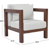 SAFAVIEH Couture Outdoor Patio Furniture Collection – Cruise Walnut Eucalyptus Wood Patio Chair, Outdoor Lounge Chair with White Cushions, Modern Patio Seating (CPT1076A)(Walnut/White)