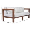 SAFAVIEH Couture Outdoor Patio Furniture Collection – Cruise Walnut Eucalyptus Wood Patio Sofa, Outdoor Sofa with White Cushions, Modern Patio Seating (CPT1077A)(Walnut/White)