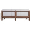 SAFAVIEH Couture Outdoor Patio Furniture Collection – Cruise Walnut Eucalyptus Wood Patio Sofa, Outdoor Sofa with White Cushions, Modern Patio Seating (CPT1077A)(Walnut/White)